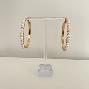Large Pearl and Gold Hoops - Brand new! Never worn.